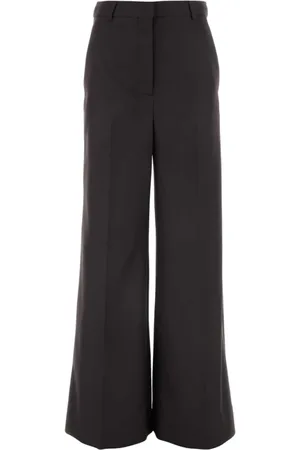 Stella McCartney Bukser, Dame, Brun, 3XS, Uld, Flannel Wide-Leg Bukser i Chokolade