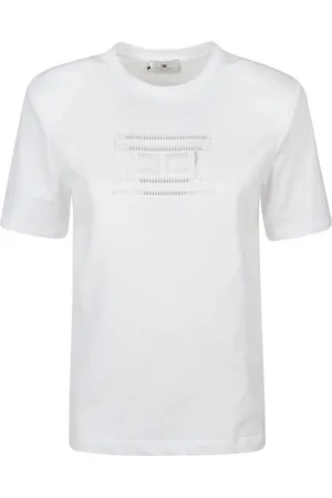 Elisabetta Franchi Top, Dame, Hvid, 2XS, Bomuld, Casual Bomulds T-shirt
