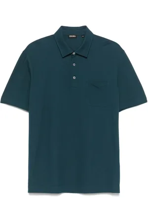 Ermenegildo Zegna Top, Herre, Blå, 2XL, Bomuld, Blå Polo Shirt med Brystlomme