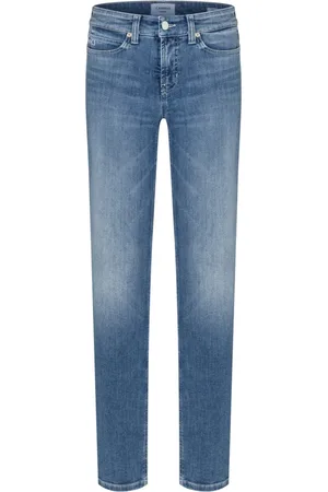 Cambio Jeans, Dame, Blå, 2XL, Bomuld, Smart Straight-Leg Jeans
