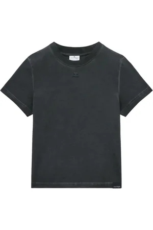 Courrèges Top, Dame, Grå, S, Bomuld, Logo-Embellished T-Shirt