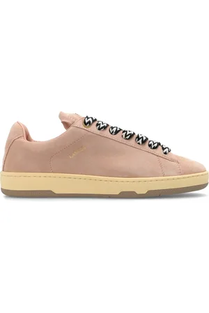 Lanvin Sko, Herre, Lyserød, 41 EU, Uld, logo-patch low-top sneakers