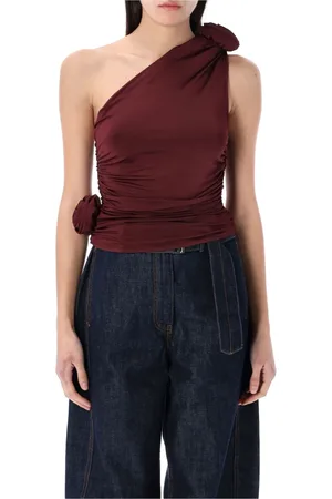 MAGDA BUTRYM Top, Dame, Rød, L, Uld, One-Shoulder Top med 3D Rose Detalje