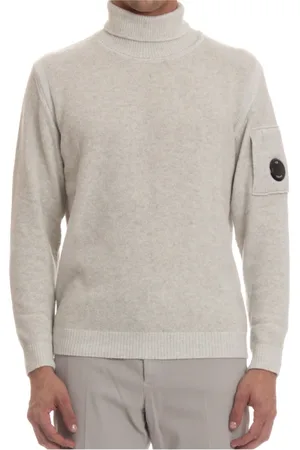 C.P. Company Strik, Herre, Grå, S, Uld, Lysegrå sweater med Vanisé-strik
