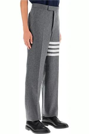 Thom Browne Bukser, Herre, Grå, S, Uld, 4-Bar Uld og Cashmere Bukser
