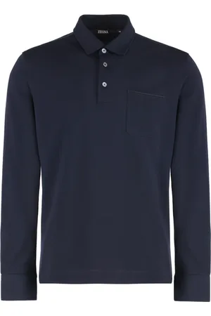 Ermenegildo Zegna Top, Herre, Blå, S, Bomuld, Bomulds Polo Shirt med Frontlomme