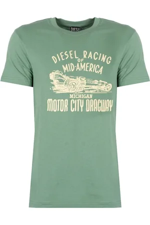 Diesel Top, Herre, Grøn, M, Bomuld, Minimalistisk T-shirt med halsudskæring