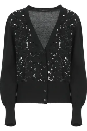Fabiana Filippi Strik, Dame, Sort, S, Uld, Uldblanding Cardigan