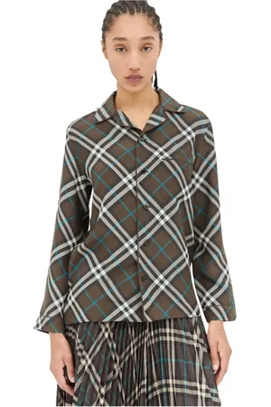 Burberry Bluser & Skjorter, Dame, Grøn, 2XS, Silke Pyjamaskjorte Klassisk Krave