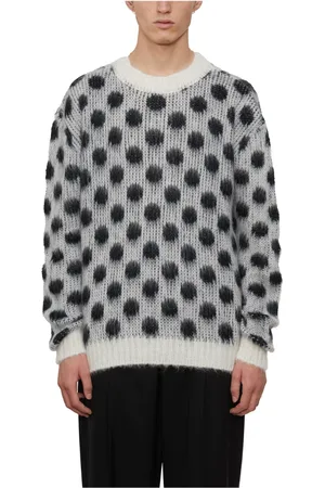 Marni Strik, Herre, Hvid, M, Polka Dot Mohair Sweater
