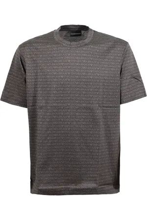 Emporio Armani Top, Herre, Brun, L, Bomuld, Mørkebrun T-shirt med bogstaver Oversize pasform