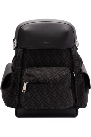 Fendi Taske, Herre, Sort, ONE SIZE, Uld, Sort rygsæk med snorelukning og lommer