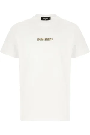 Dsquared2 Top, Herre, Hvid, L, Bomuld, Crewneck T-shirt med hævet logo