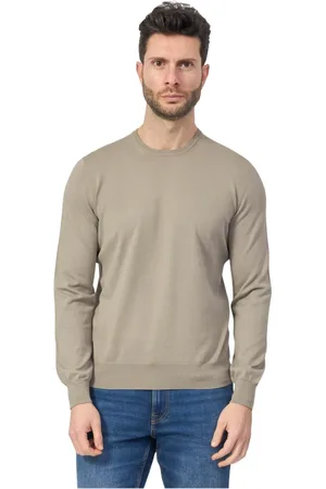 Gran Sasso Strik, Herre, Grå, L, Bomuld, Grå Bomuld Crewneck Sweater
