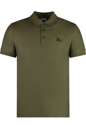 Burberry Top, Herre, Grøn, S, Bomuld, Bomulds Polo Shirt med Ribkanter