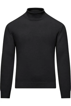 Bomboogie Strik, Herre, Sort, 2XL, Uld, Blød Uld Mock Neck Sweater