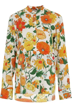 Stella McCartney Bluser & Skjorter, Dame, Flerfarvet, S, Lady Garden Print Viscose Skjorte