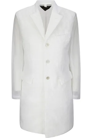 Comme des Garçons Frakke, Dame, Hvid, M, Hvid Knappet Frakke med Lommer