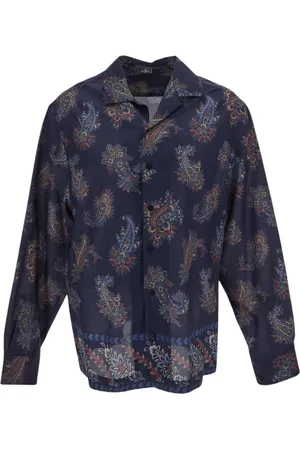 Etro Skjorte, Herre, Blå, L, Bomuld, Printet skjorte med -design