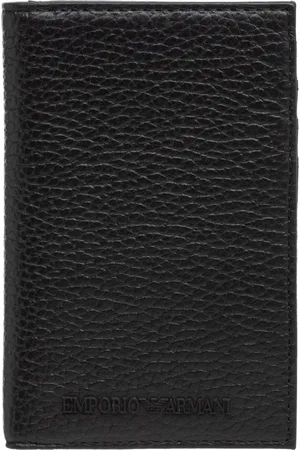 Emporio Armani Tilbehør, Herre, Sort, ONE SIZE, Uld, Simpel kreditkortholder
