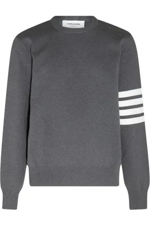 Thom Browne Strik, Herre, Grå, XL, Bomuld, Stribet Bomuldsjumper