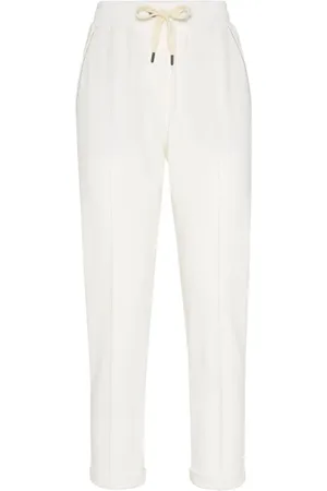 Brunello Cucinelli Bukser, Dame, Hvid, L, Bomuld, Cotton Stretch Jogging Bukser