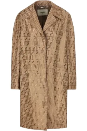 Fendi Frakke, Dame, , XS, Uld, Stilfuld Jacquard Trenchcoat