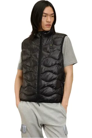 Blauer Jakke, Herre, Sort, XL, Uld, Bølget Quiltet Vest