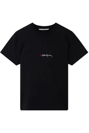 Stella McCartney Top, Dame, Sort, S, Bomuld, Iconic Love Logo Broderet T-shirt