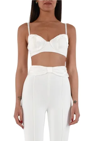 Elisabetta Franchi Top, Dame, Hvid, 2XL, Satin, Satin Bow Crepe Top