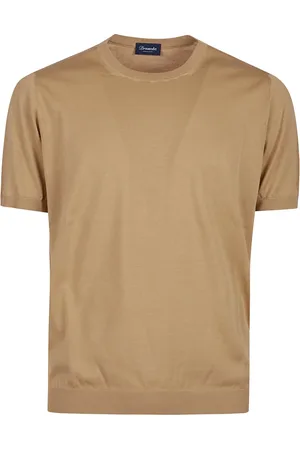 DRUMOHR Top, Herre, Brun, XL, Bomuld, Afslappet Bomuld T-shirt i Forskellige Farver