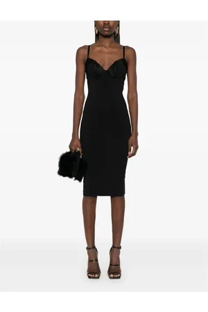 Elisabetta Franchi Kjole, Dame, Sort, S, Satin, Dame sort midi-kjole