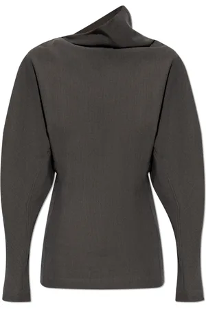 Bottega Veneta Bluser & Skjorter, Dame, Grå, 4XS, Uld, Asymmetrisk uldblandingstop