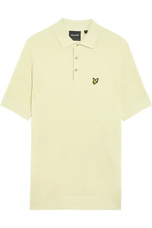 Lyle & Scott Strik, Herre, Gul, M, Bomuld, Linen Blend Strikket Poloskjorte
