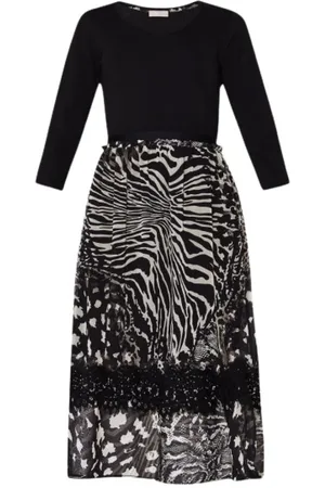 Liu Jo Kjole, Dame, Flerfarvet, XS, Polyester, Zebra Print T-shirt Kjole med Georgette Skørt