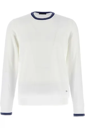 FAY Strik, Herre, Hvid, XL, Bomuld, Crewneck Sweater