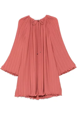 Lanvin Kjole, Dame, Lyserød, XS, Polyester, Peach Ruffled Trim Bluse