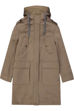 Brunello Cucinelli Frakke, Dame, Brun, XS, Uld, Blend Cotton Parka med Patch Lommer