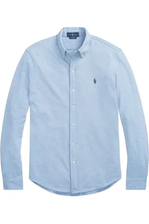 Ralph Lauren Skjorte, Herre, Blå, M, Bomuld, Featherweight Mesh Skjorte - Lyseblå