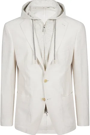 ELEVENTY Jakke, Herre, , 4XL, Cashmere, Linen Cotton Cashmere Jakke med Aftagelig Hætte