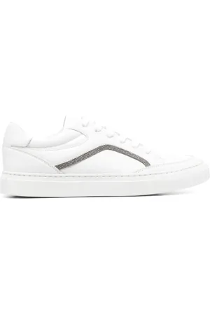 Brunello Cucinelli Sko, Dame, Hvid, 39 1/2 EU, Læder, Cloud Panelled Sneakers