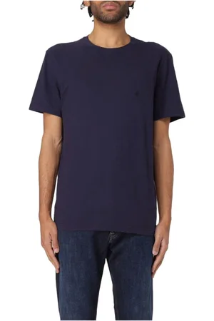 Dondup Top, Herre, Blå, L, Bomuld, Flamme Bomuld Logo T-shirt