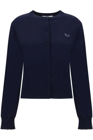 Maison Kitsuné Strik, Dame, Blå, S, Uld, Navy Strikket Cardigan