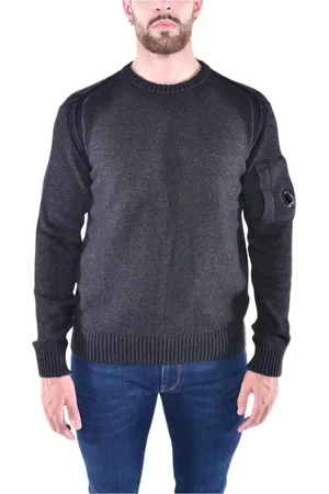 C.P. Company Strik, Herre, Grå, 2XL, Uld, Rundhalset Striktrøje