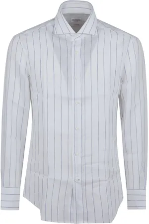 Brunello Cucinelli Skjorte, Herre, Hvid, S, Linned, Hvid Linnedskjorte Elegant Stil