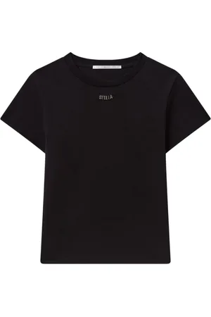 Stella McCartney Top, Dame, Sort, S, Bomuld, Logo Charm Crew Neck T-shirt