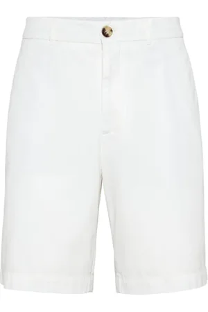 Brunello Cucinelli Shorts, Herre, Hvid, 2XL, Bomuld, Twill Bermuda Shorts