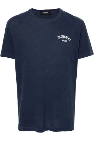 Dsquared2 Top, Herre, Blå, 2XL, Bomuld, Navy Distressed T-Shirt