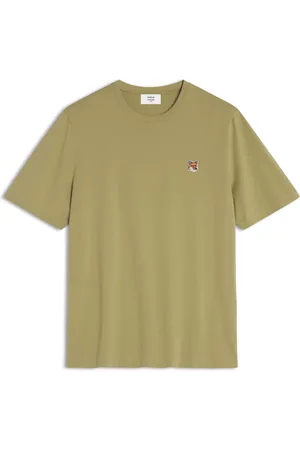 Maison Kitsuné Top, Herre, Grøn, XL, Bomuld, Fox Head Patch T-shirt