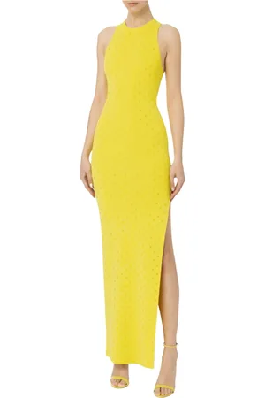 Elisabetta Franchi Kjole, Dame, Gul, XL, Red Carpet Draped Cupro Maxi Kjole
